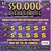 $50K A YR FOR LIFE Lottery results
