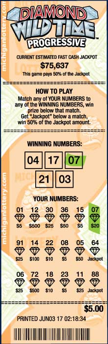 Diamond Wild Time Progressive Lottery results