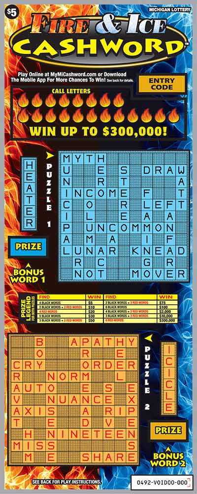 Fire & Ice Cashword Lottery results
