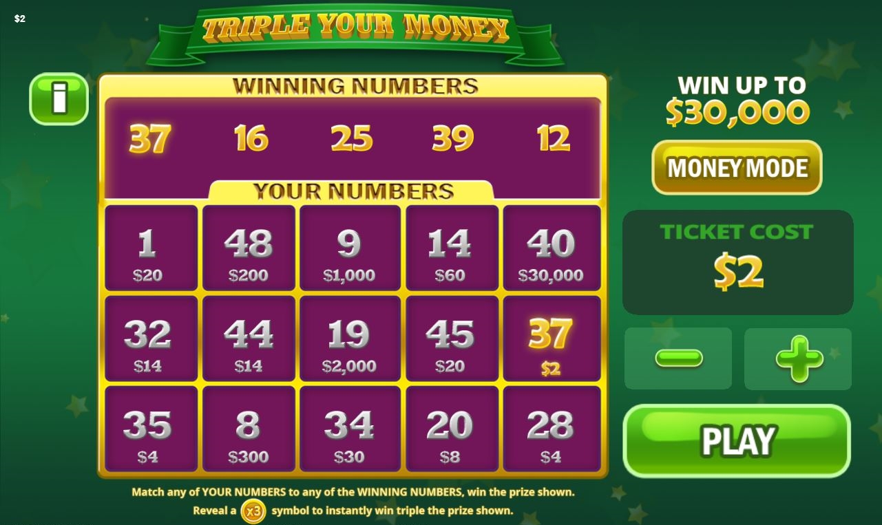 Triple Your Money Lottery results