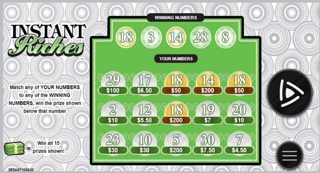 Instant Riches Lottery results