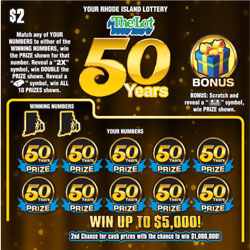 $2 - 50 YEARS Lottery results